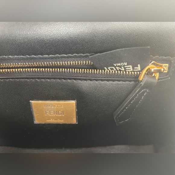 ❌❌SOLD! $3490 Fendi Baguette Medium Midi FF Leather Black Chain Shoulder Bag - Picture 15 of 16